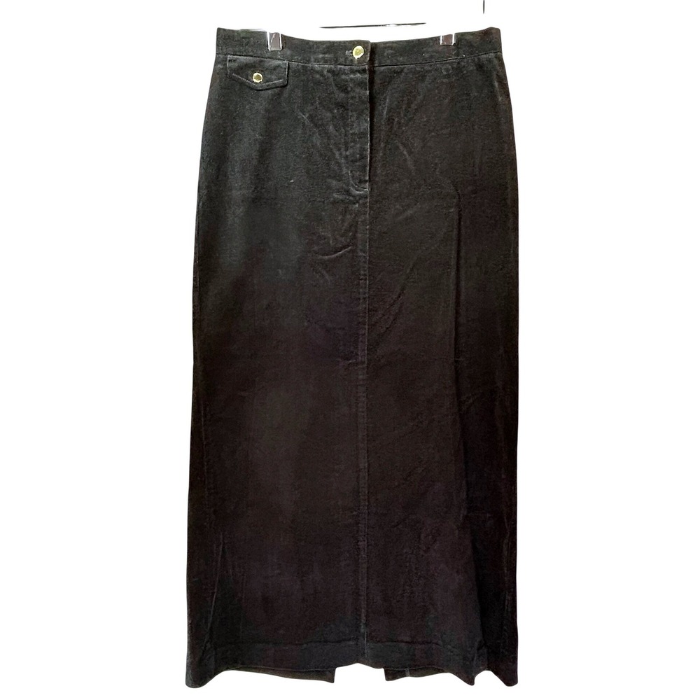 Vintage 90s Ralph Lauren Black Corduroy Maxi Skirt 8 Dark Academia Quiet Luxury